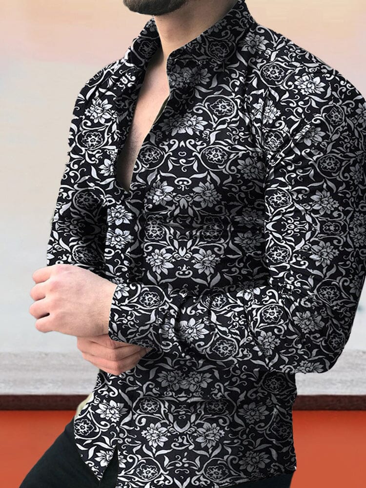 Floral Printed Casual Shirt Shirts & Polos coofandystore Black M 