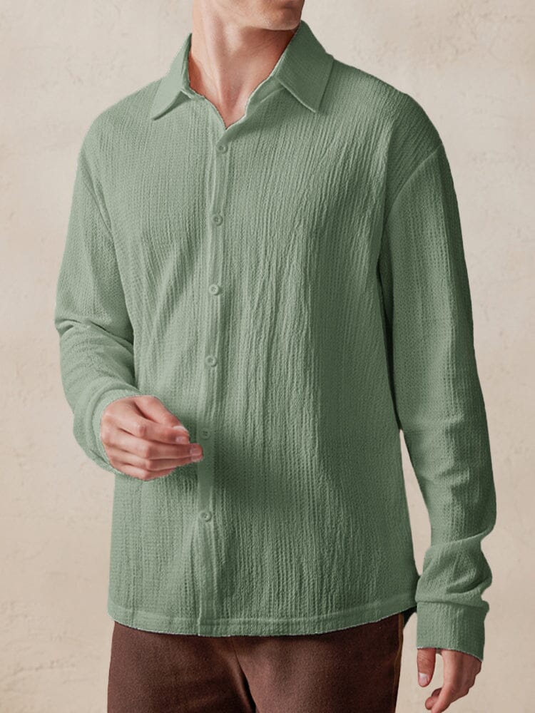 Casual Comfy Textured Shirt Shirts coofandystore Green M 