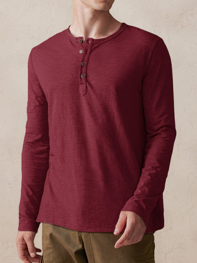 Comfy 100% Cotton Henley Shirt Shirts coofandy Wine Red S 