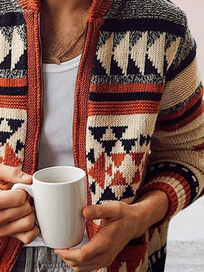 Coofandy Long Sleeve Lapel Jacquard Sweater coofandystore 
