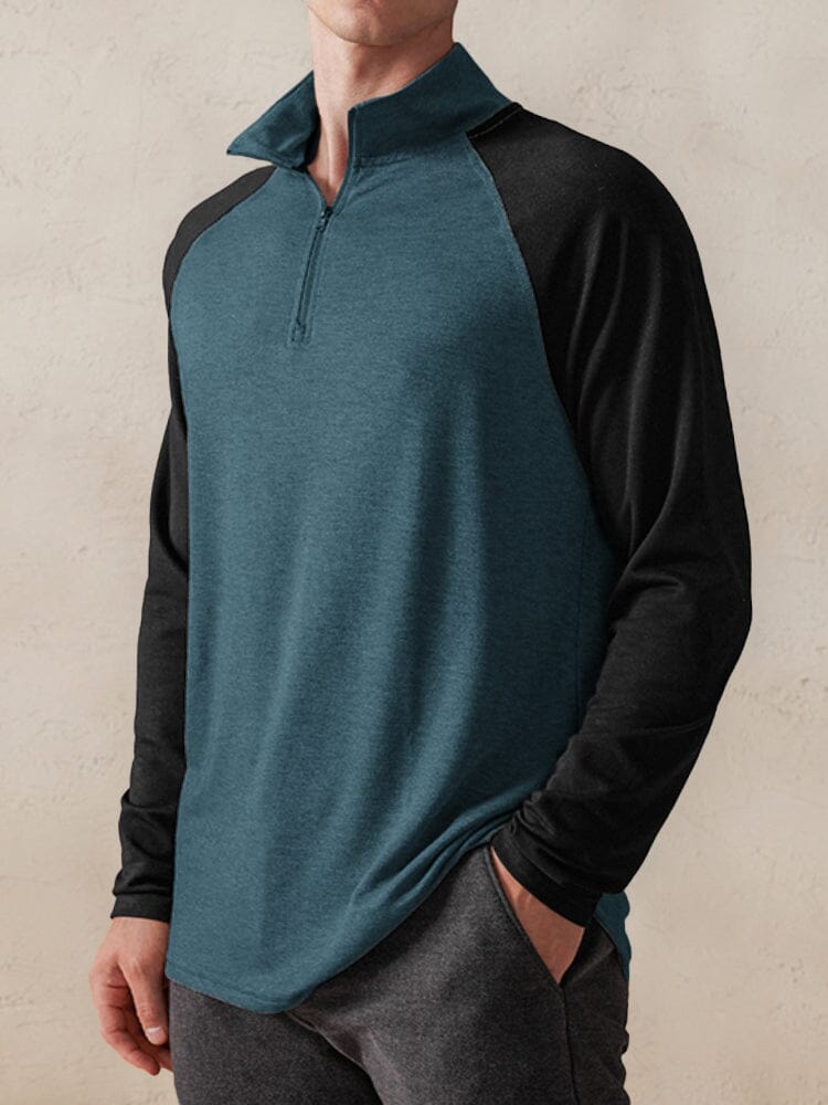 Stylish Two-Tone Polo Shirt Polos coofandy Lake Blue S 