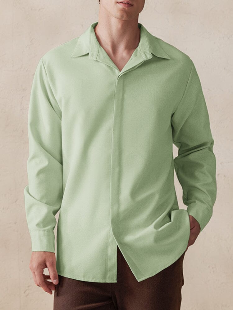 Casual Versatile Cotton Linen Shirt Shirts coofandy Light Green S 