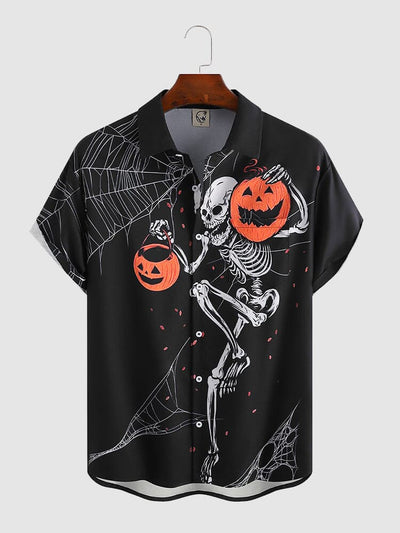 Coofandy Halloween Pattern Short Sleeves Shirt 4 coofandystore Black M 