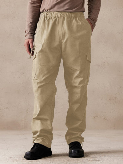 Casual 100% Cotton Multi Pockets Pants Pants coofandystore Khaki M 