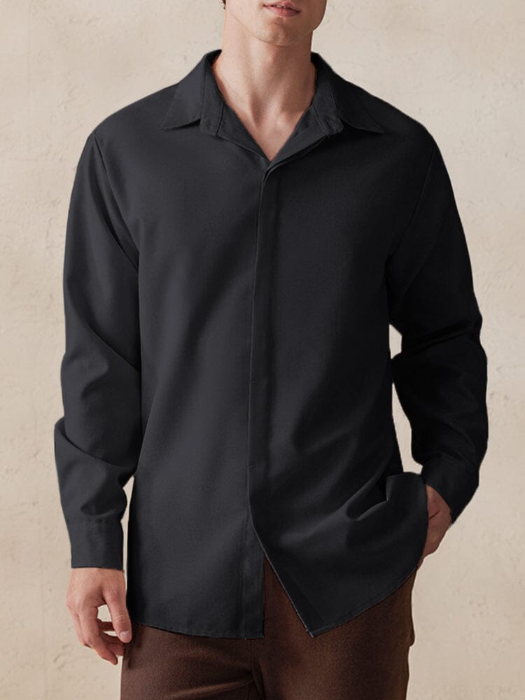 Casual Versatile Cotton Linen Shirt Shirts coofandy Black S 