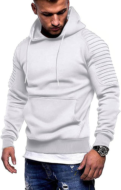 COOFANDY Men's Workout Hoodie Lightweight Gym Athletic Sweatshirt Fashion Pullover Hooded With Pocket Coofandy's White Medium 