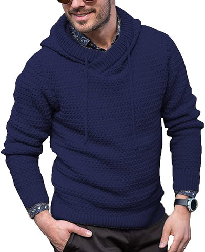 COOFANDY Mens Knitted Hooded Sweater Thick Warm Hoodies Pullover Fashion Casual Sweatshirt Coofandy's Blue Small 