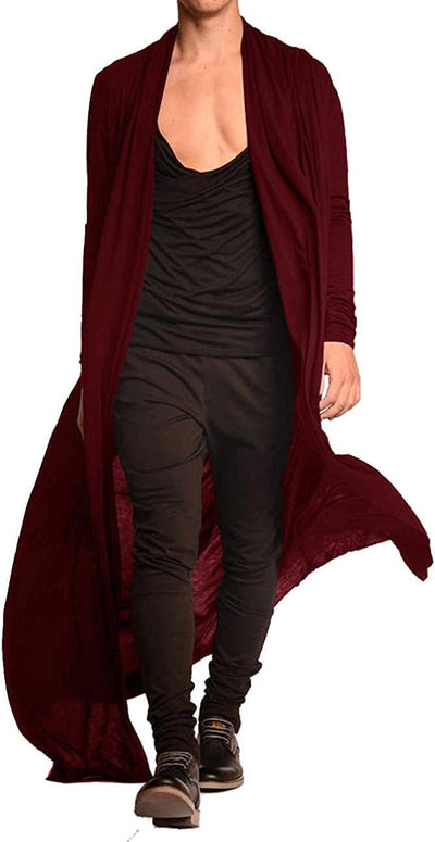 Lightweight Ruffle Shawl Long Length Drape Cape Cardigan (US Only) Cardigans COOFANDY Store Wine Red S 
