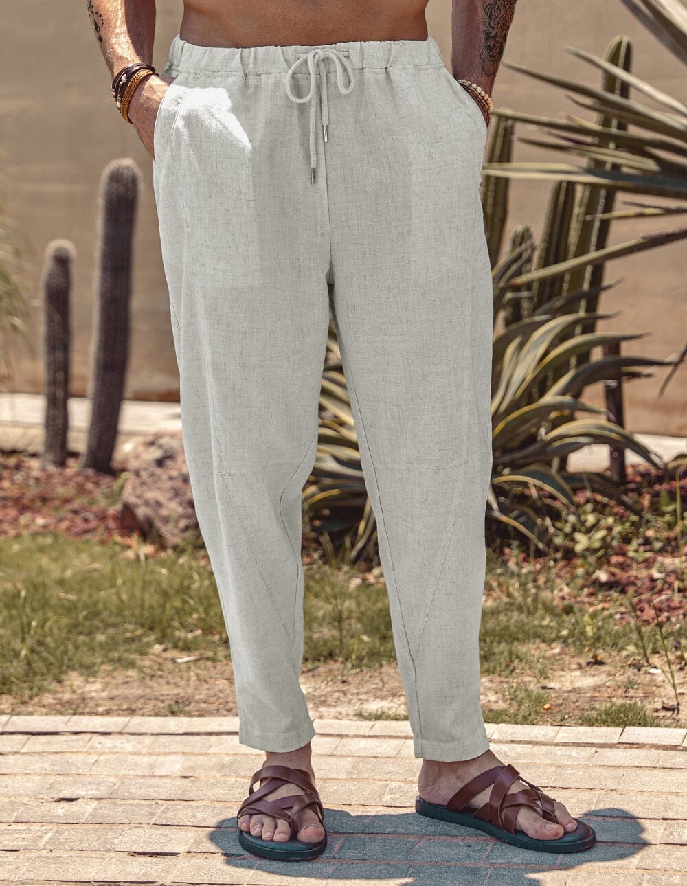 Coofandy Linen Style Beach Pants (US Only) Pants coofandy White S 