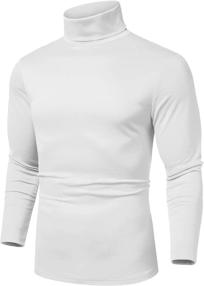 Slim Fit Basic Turtleneck Knitted Pullover Sweaters (US Only) Sweaters COOFANDY Store White S 