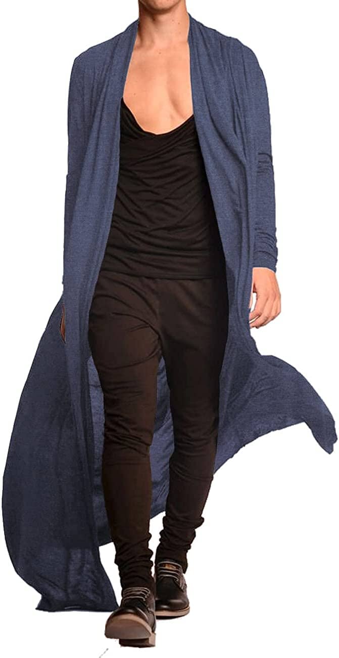 Lightweight Ruffle Shawl Long Length Drape Cape Cardigan (US Only) Cardigans COOFANDY Store Grey Blue S 