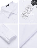 Rose Printed Slim Fit Dress Shirts (US Only) Shirts coofandy 