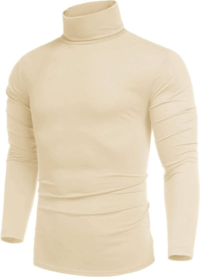 Slim Fit Turtleneck Basic Cotton Sweater (US Only) Sweaters COOFANDY Store Beige S 