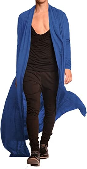 Lightweight Ruffle Shawl Long Length Drape Cape Cardigan (US Only) Cardigans COOFANDY Store Blue XL 