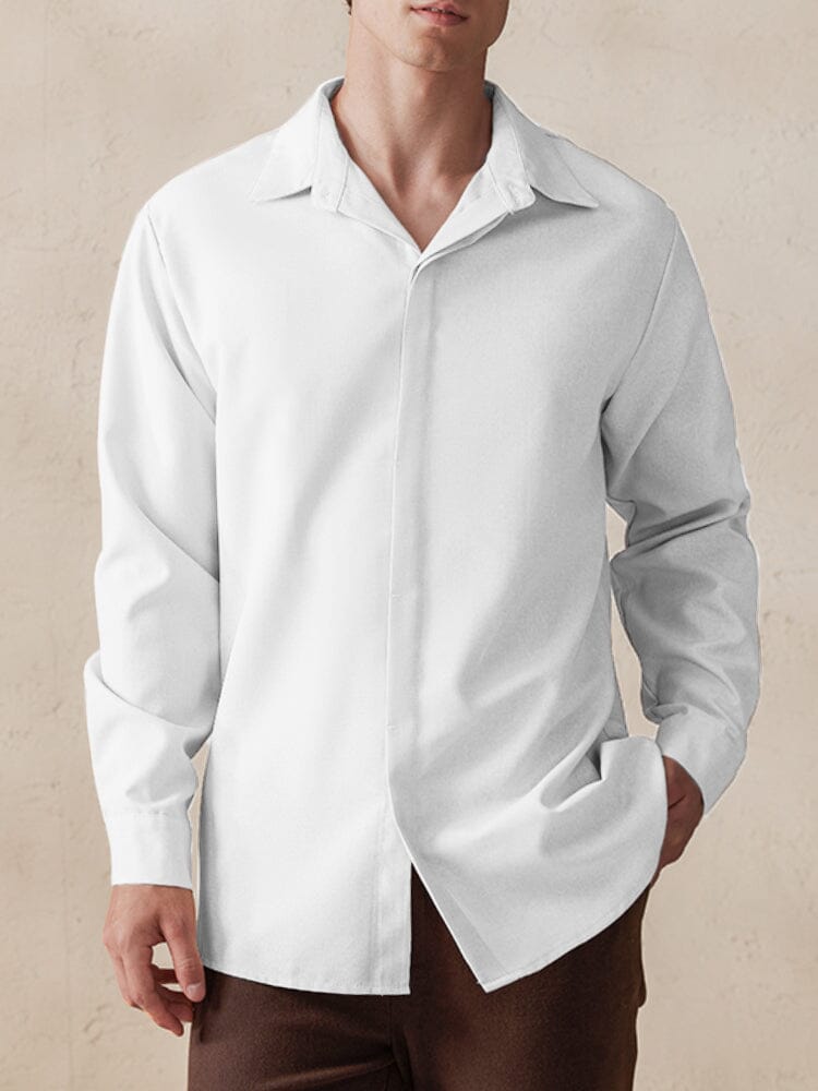 Casual Versatile Cotton Linen Shirt Shirts coofandy White S 