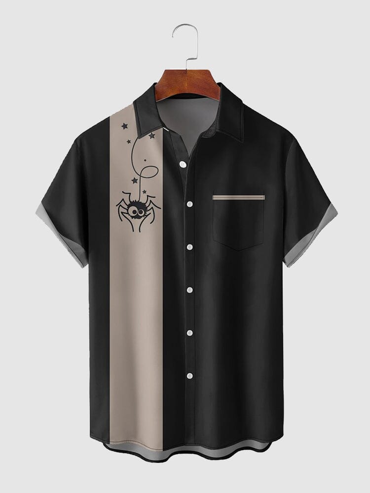 Coofandy Halloween Pattern Short Sleeves Shirt 5 coofandystore Black M 