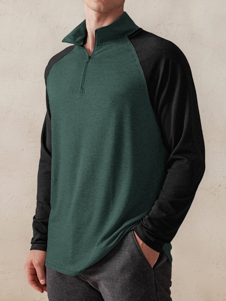 Stylish Two-Tone Polo Shirt Polos coofandy Green S 