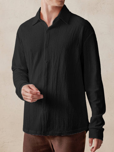 Casual Comfy Textured Shirt Shirts coofandystore Black M 