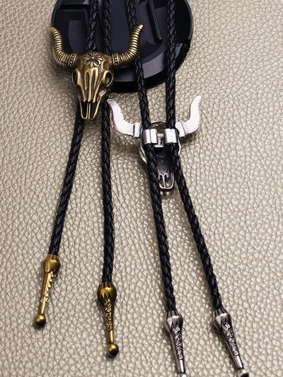 Vintage Cow Skull Bolo Tie Necklace Necklace coofandystore 