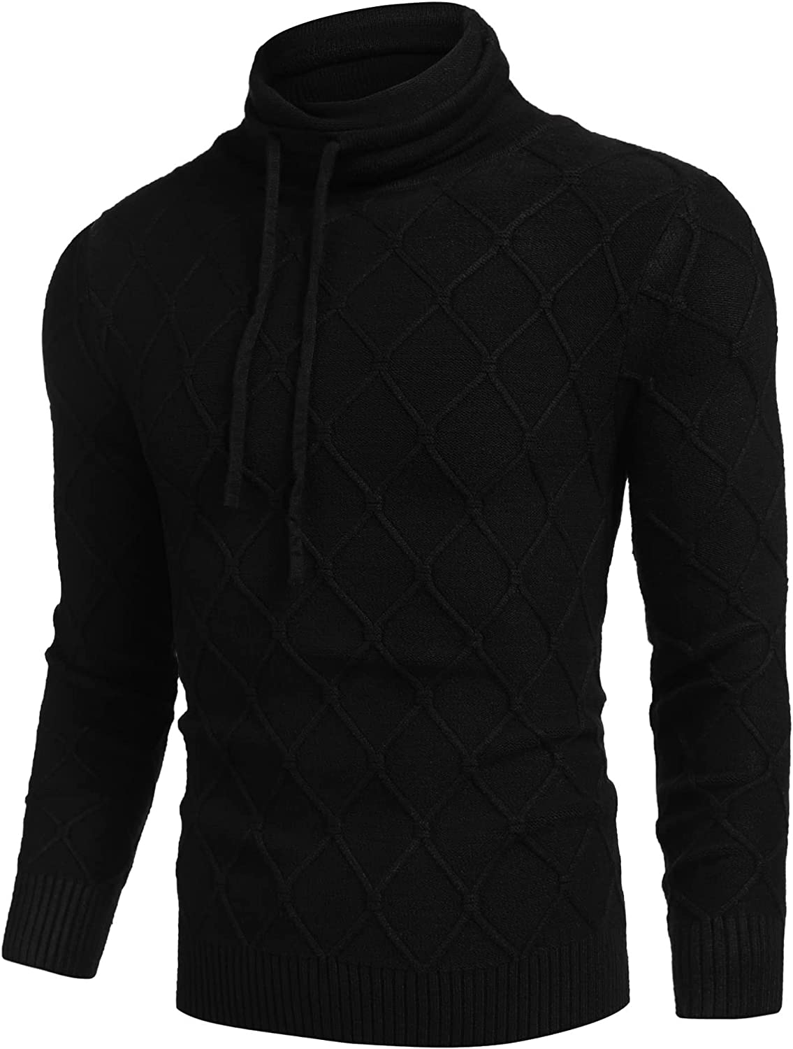 COOFANDY Men's Knitted Turtleneck Sweater Casual Thermal Long Sleeve Pullover Pullovers COOFANDY Store Black Small 