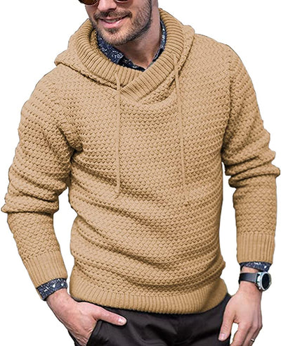 COOFANDY Mens Knitted Hooded Sweater Thick Warm Hoodies Pullover Fashion Casual Sweatshirt Coofandy's Khaki Small 
