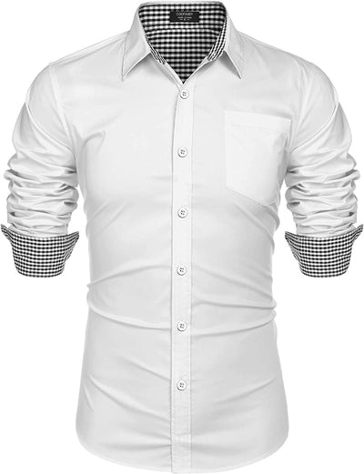 Fashion Business Cotton Dress Shirt (US Only) Shirts COOFANDY Store White S 