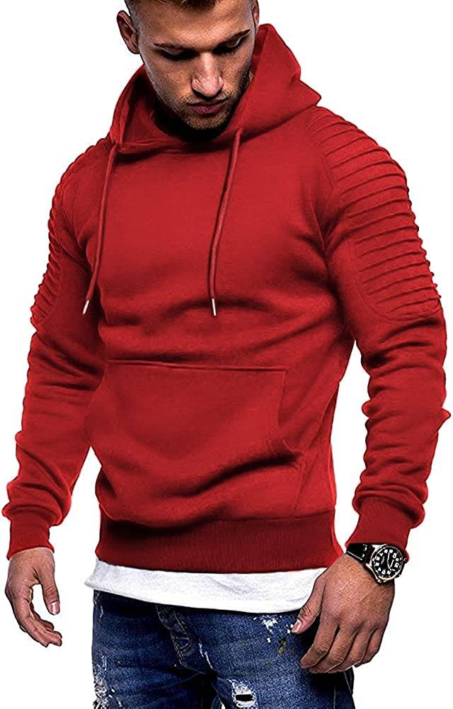 COOFANDY Men's Workout Hoodie Lightweight Gym Athletic Sweatshirt Fashion Pullover Hooded With Pocket Coofandy's Wine Red Medium 