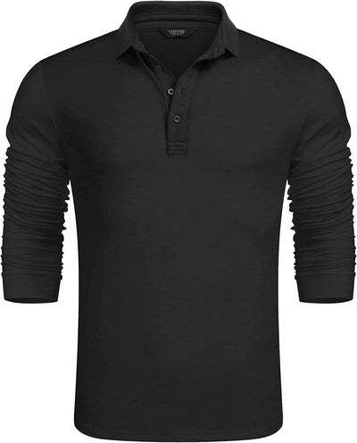 Slim Fit Cotton Polo Shirt (US Only) Shirts & Polos COOFANDY Store 02-black Solid XL 