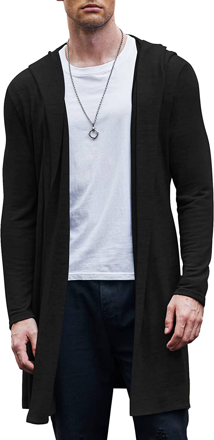 Casual Drape Cape Open Front Cardigan (US Only) Cardigans COOFANDY Store Black S 