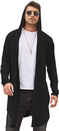 Long Hooded Shawl Collar Overcoat with Pockets (US Only) Sweaters Coofandy&