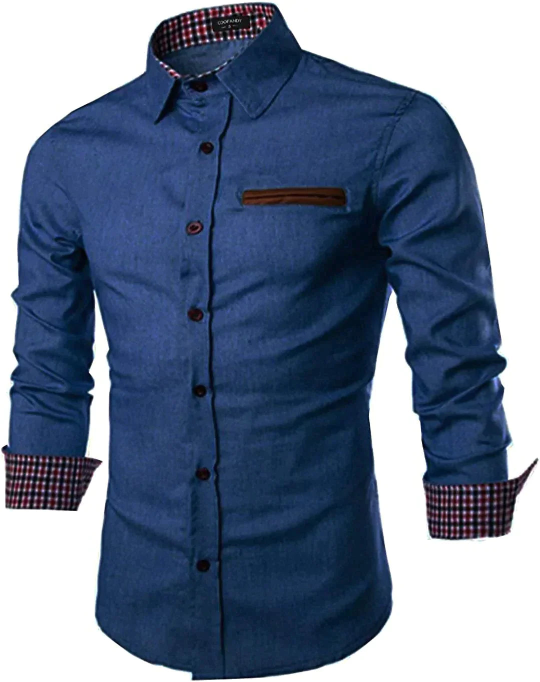 Casual Long Sleeve Button Denim Shirt (US Only) Shirts COOFANDY Store Sky Blue S 