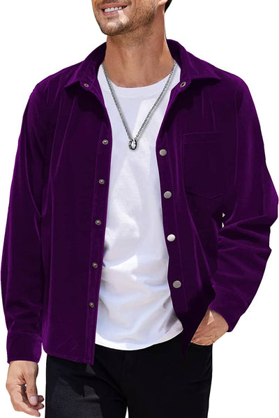 Vintage Shirt Coat (US Only) Button-Down Shirts COOFANDY Store Purple S 