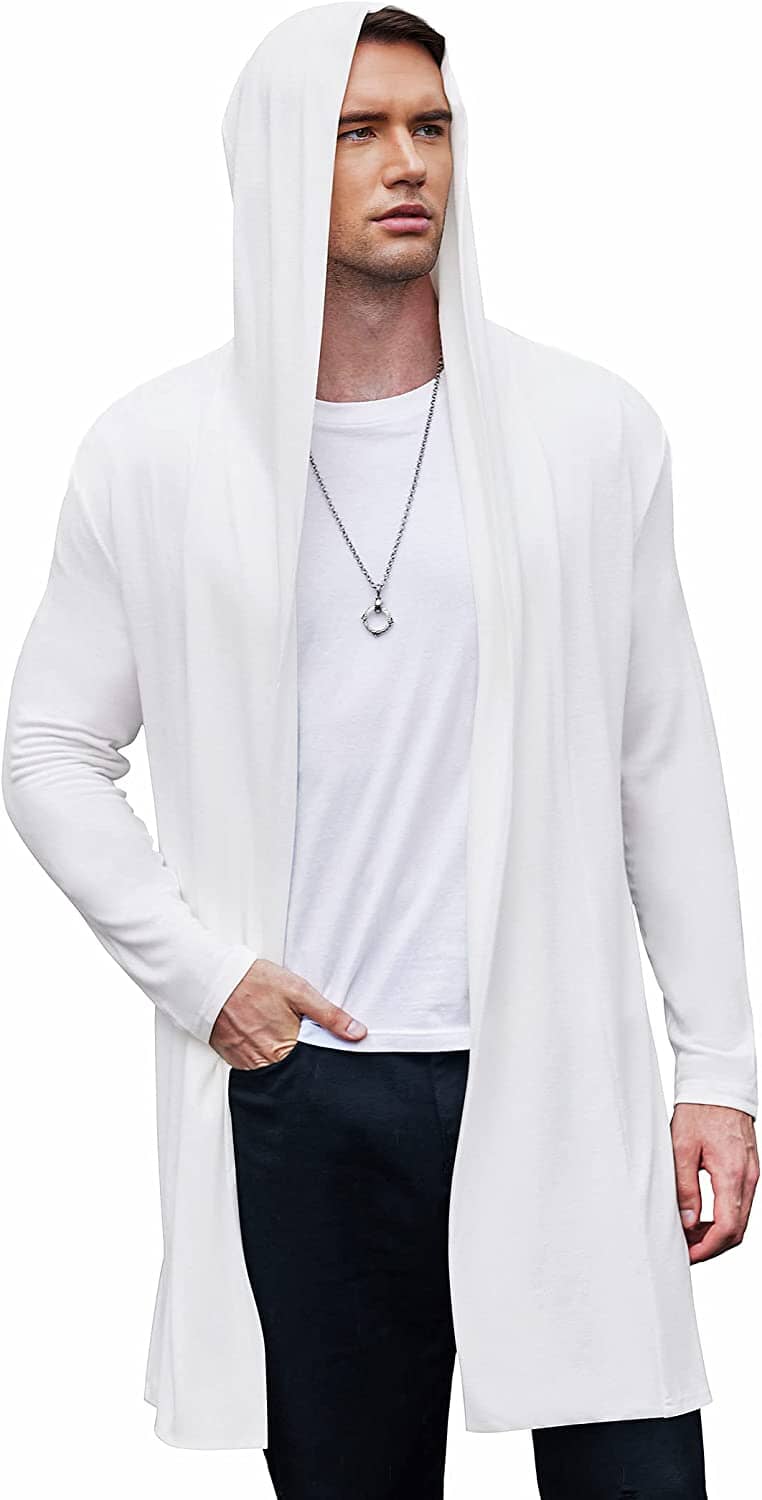 Casual Drape Cape Open Front Cardigan (US Only) Cardigans COOFANDY Store White S 