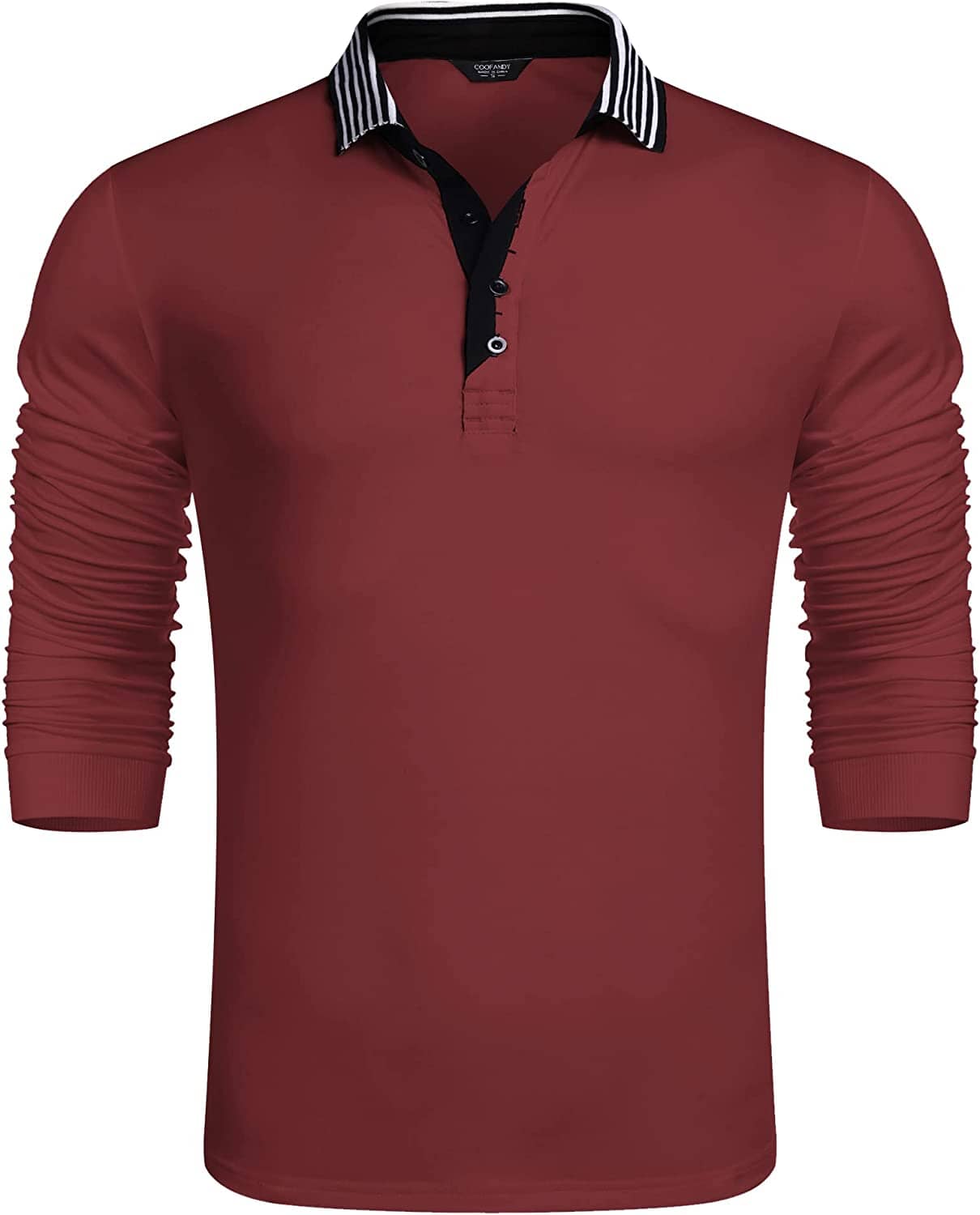 Slim Fit Cotton Polo Shirt (US Only) Shirts & Polos COOFANDY Store Wine Red S 