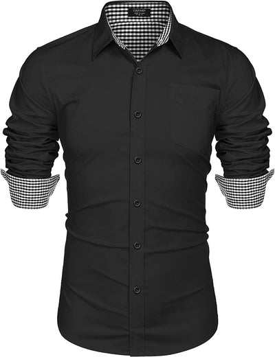 Fashion Business Cotton Dress Shirt (US Only) Shirts COOFANDY Store Black S 