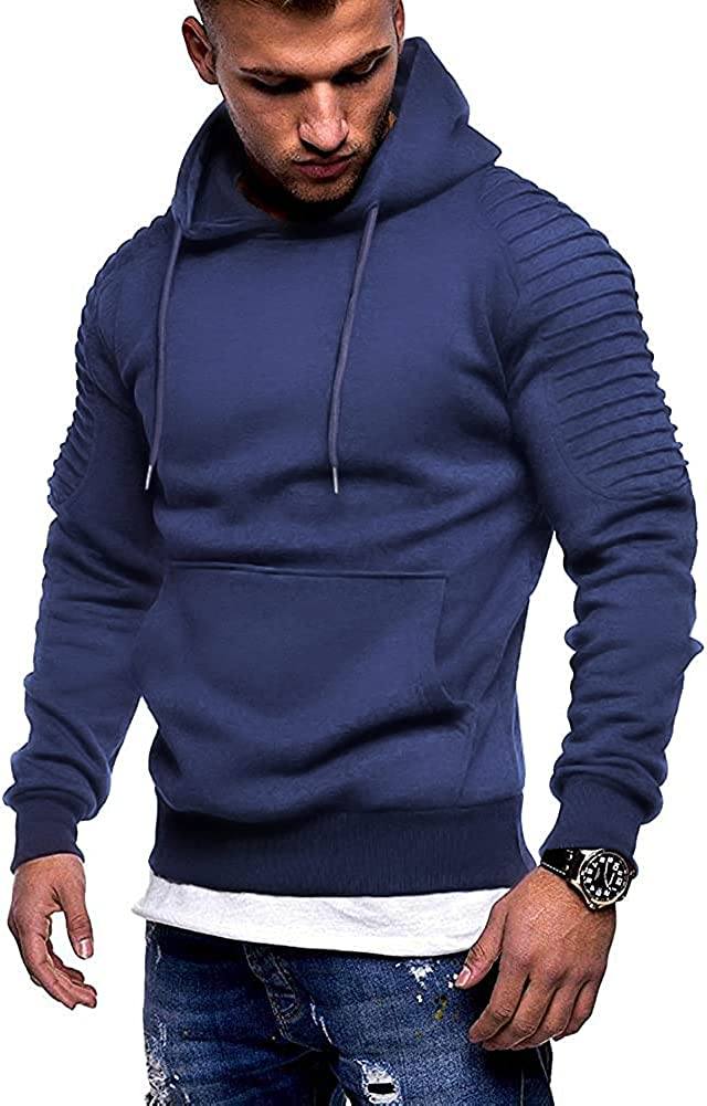 COOFANDY Men's Workout Hoodie Lightweight Gym Athletic Sweatshirt Fashion Pullover Hooded With Pocket Coofandy's Blue Small 