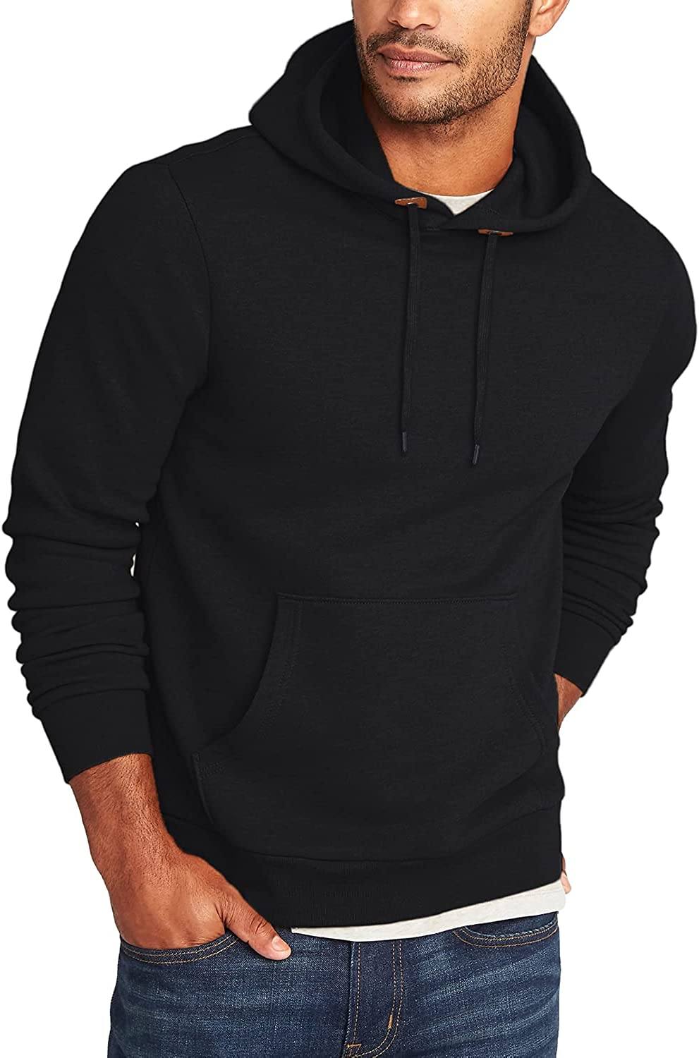 COOFANDY Men's Athletic Hoodie Long Sleeve Drawstring Sports Pullover Hooded Casual Fashion Sweatshirt with Pockets Fashion Hoodies & Sweatshirts Coofandy's Black Small 