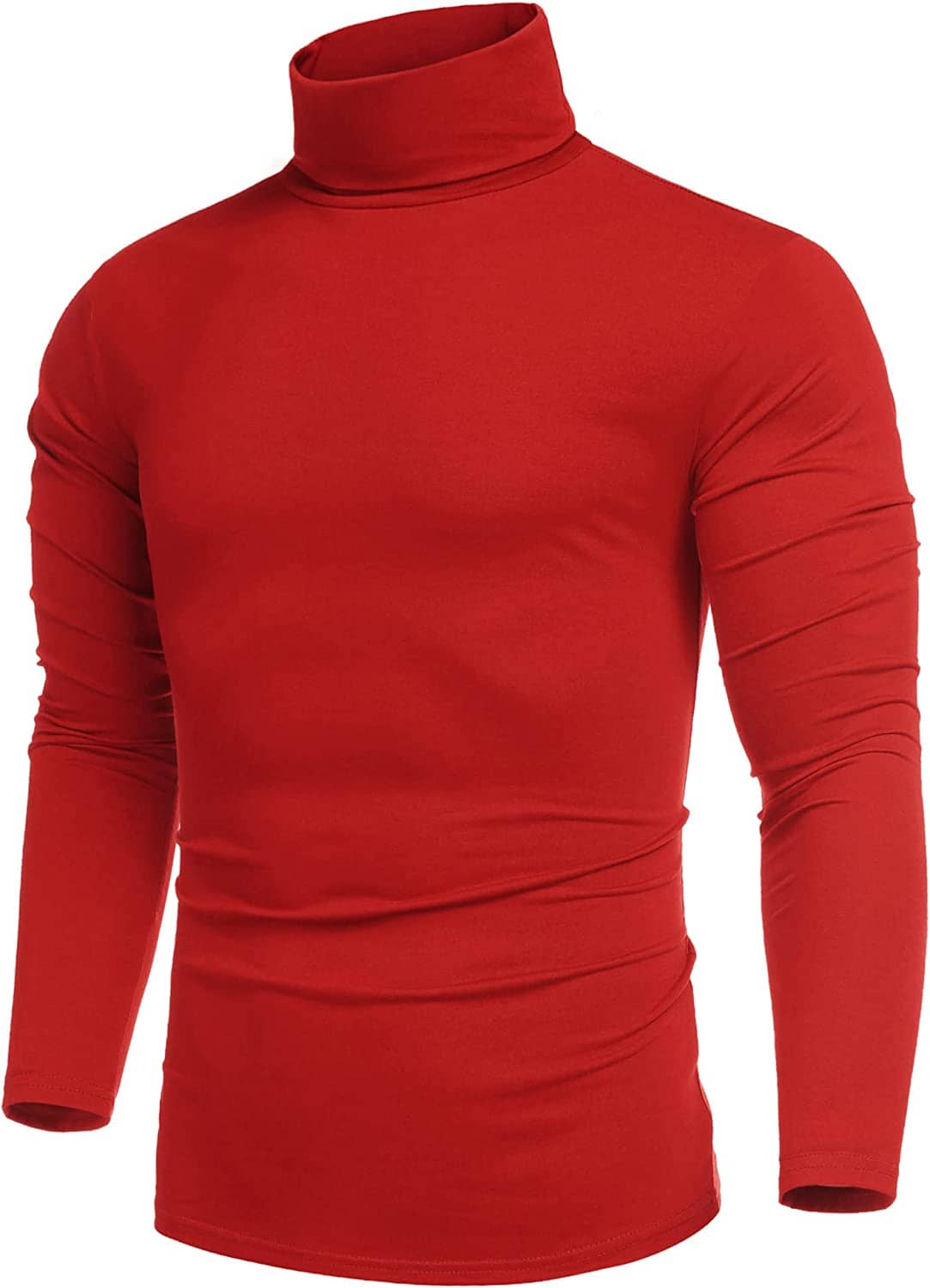 Slim Fit Turtleneck Basic Cotton Sweater (US Only) Sweaters COOFANDY Store Red S 