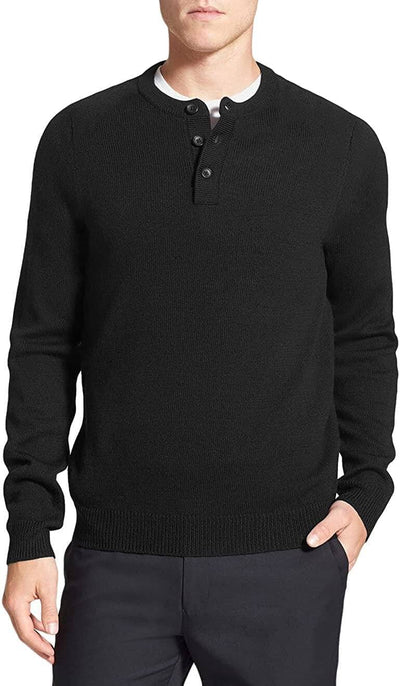 Coofandy Long Sleeve Henley Sweater (US Only) Sweaters COOFANDY Store Black Small 