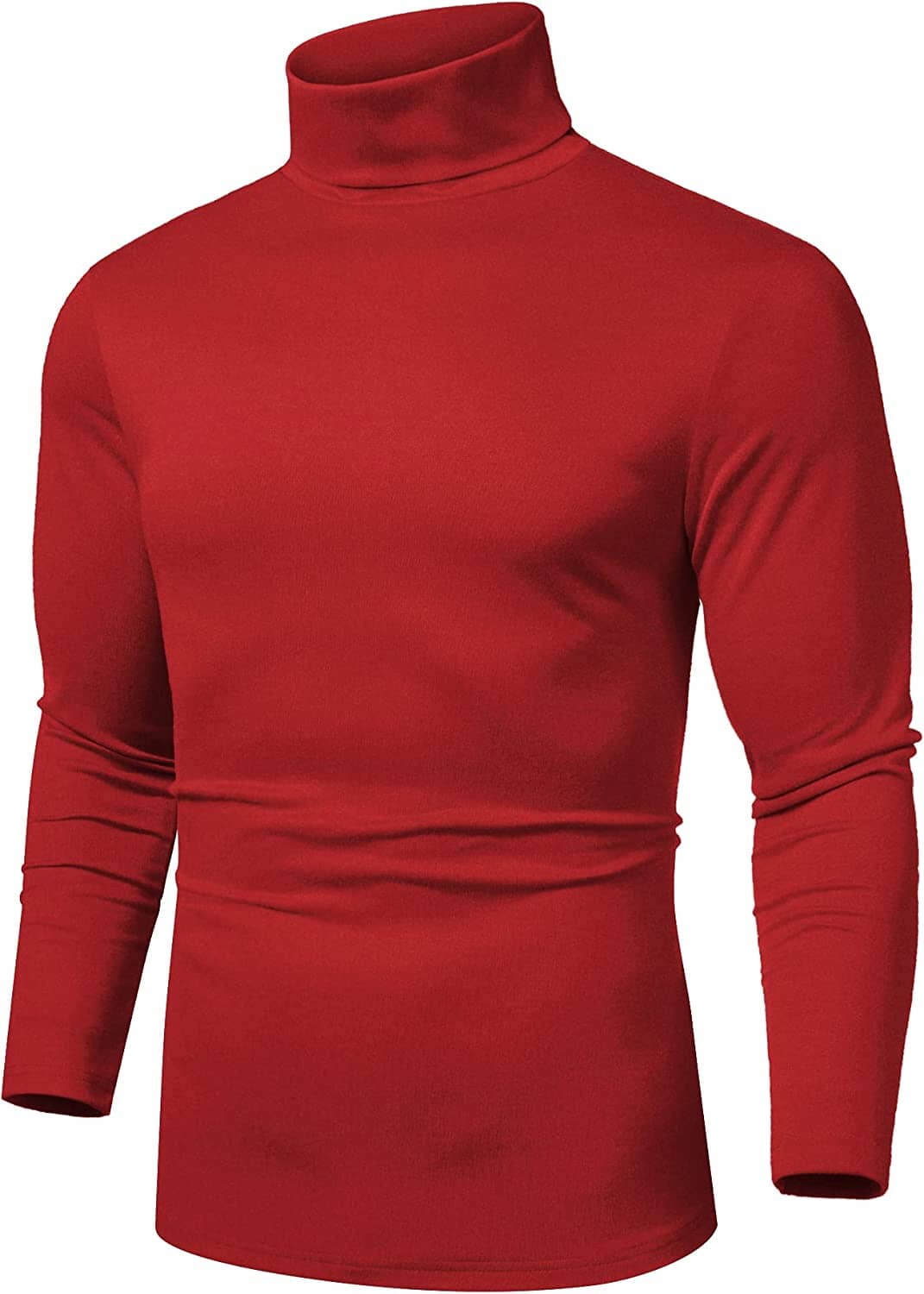 Slim Fit Basic Turtleneck Knitted Pullover Sweaters (US Only) Sweaters COOFANDY Store Red S 