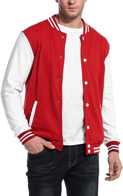 Fashion Varsity Cotton Bomber Jackets (US Only) Jackets COOFANDY Store Red S 