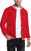 Fashion Varsity Cotton Bomber Jackets (US Only) Jackets COOFANDY Store Pure Red S 