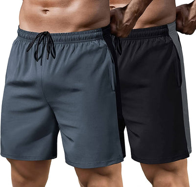2 Pack Gym Quick Dry Running Shorts (US Only) Pants Coofandy's Dark Grey/Black S 