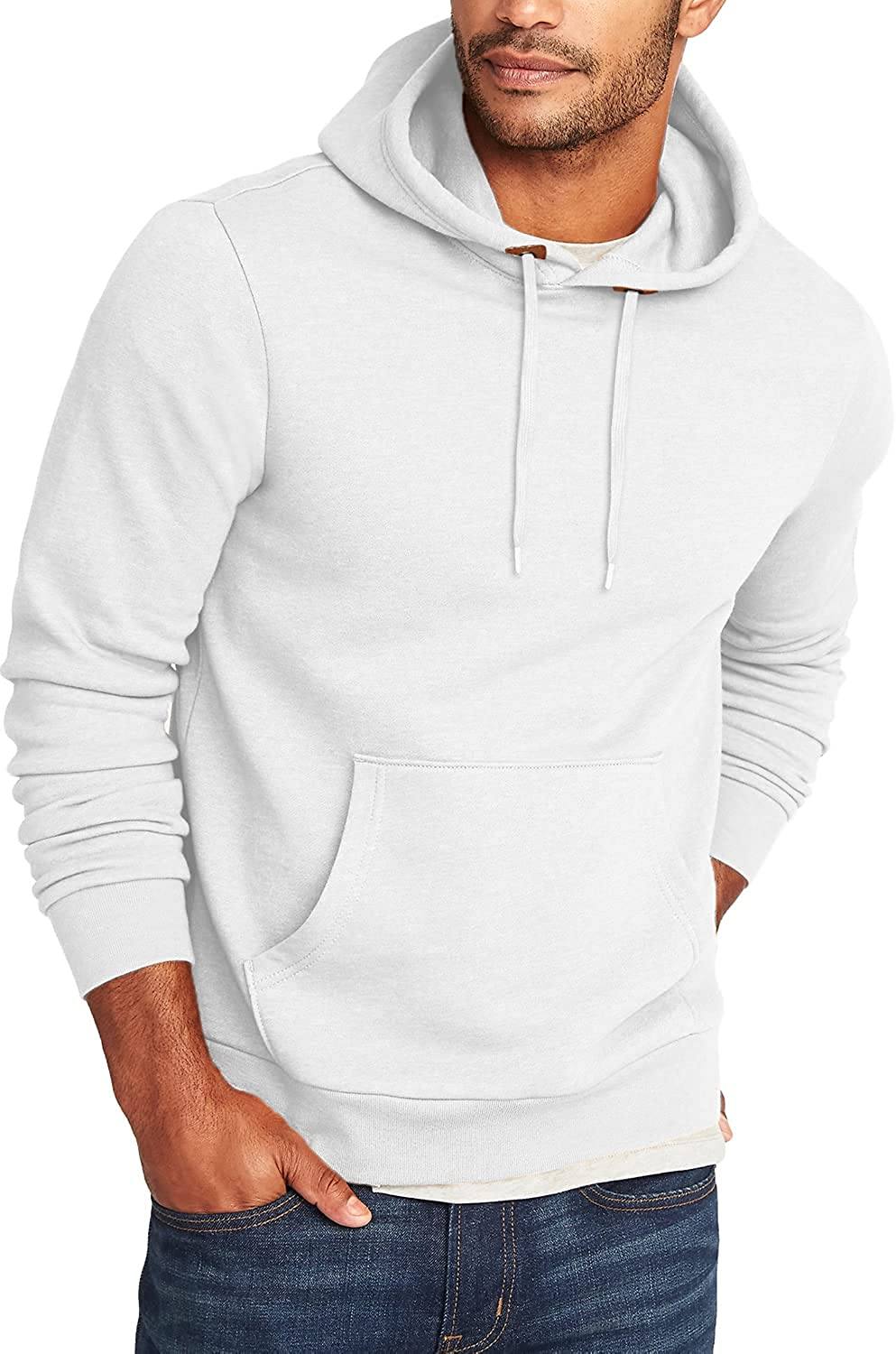 COOFANDY Men's Athletic Hoodie Long Sleeve Drawstring Sports Pullover Hooded Casual Fashion Sweatshirt with Pockets Fashion Hoodies & Sweatshirts Coofandy's White Small 
