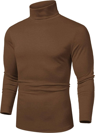 Slim Fit Basic Turtleneck Knitted Pullover Sweaters (US Only) Sweaters COOFANDY Store Brown S 
