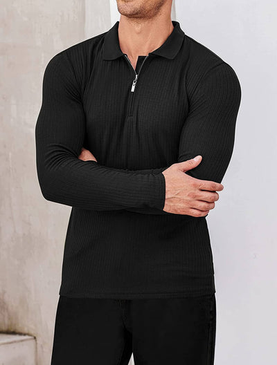 Long Sleeve Quarter Zip Polo Shirts (US Only) Polos COOFANDY Store 