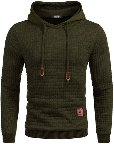 Gym Drawstring Plaid Jacquard Hoodie (US Only) Fashion Hoodies & Sweatshirts COOFANDY Store Army Green S 