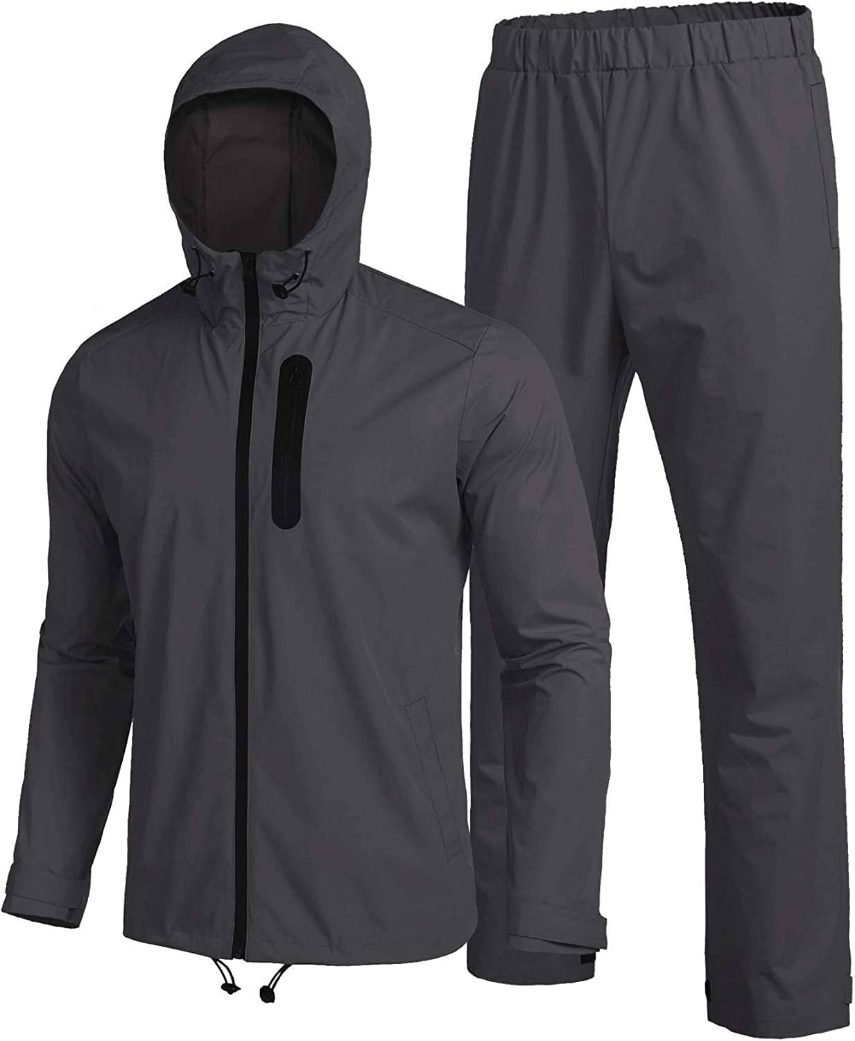 Waterproof Lightweight Camping Rain Suit (US Only) Sports Set COOFANDY Store Dark Grey S 