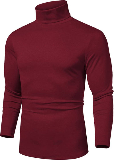 Slim Fit Basic Turtleneck Knitted Pullover Sweaters (US Only) Sweaters COOFANDY Store Wine Red S 