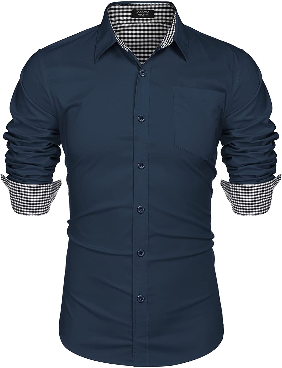 Fashion Business Cotton Dress Shirt (US Only) Shirts COOFANDY Store Navy Blue S 